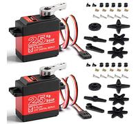Miuzei Digital Servo 25 kg Steering Servo Waterproof High Torque Metal Gear 270 Degree Servo + Motor for Mini RC Car 1/8 1/10 Robot Tarpaulin Boat with 25T Horn Servo
