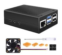 Miuzei Metal Case for Raspberry Pi 5 with 4010 PWM Fan and Copper Heatsinks,Aluminium Passive Cooling Case for Pi 5B 4GB/8GB,Support Official Raspberry Pi 5 Active Cooler