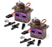Miuzei Mini Servo Motor Model Making Steering with Metal Transmission Servo Motor for RC Helicopter, Airboat, Car 1/10 1/8, Robot, Rigid Wings, Helicopter Compatible with Arduino Programming(2 Pieces)