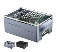 Miuzei Raspberry Pi 5 Metal Case Support PCIe M.2 NVMe SSD Shield Top X1001 / X1003 / X1000 All SSD Expansion Board at the Top, Case for Raspberry Pi 5 8GB 4GB Support Official Active Cooler Gray