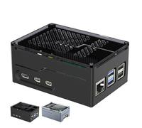 Miuzei Raspberry Pi 5 Metal Case Support PCIe M.2 NVMe SSD Shield Top X1001 / X1003 / X1000 All SSD Expansion Board at the Top, Case for Raspberry Pi 5 8GB 4GB Support Official Active Cooler Black