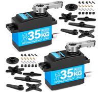 Miuzei Servo 35kg 270° RC Coreless Motor Digital Servo Waterproof Metal Gear Motor Stainless Steel Gear Car 1/8 1/10 1/12 Robot Arm Aeroplane 8.4V High Speed Torque Steering Servo with Cable 25T Horn