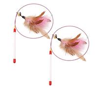 MIVAIUN 2 Pack Feather Teaser Cat Toy, Cat Feather Toys, Cat Toys, Interactive Cat Catcher and Exerciser Wand for Cats and Kitten Playing, Interactive Cat Teaser Wand with Bells and Feather (2 Pack)