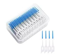 MIVAIUN 200 Pieces Interdental Brushes,Dual-Use Dental Floss Sticks,Silicone Dental Picks,Picks Interdental Brush,Portable Oral Tooth Clean,Tooth Gap Brush,Silicone Floss for Oral Cleaning (Blue)