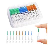 MIVAIUN 210 Pcs Silicone Interdental Brushes Dental Toothpicks,Silicone Floss Sticks Dental,Teeth Floss Sticks,Soft Gum Interdental Brush Toothpick Cleaning Tool for Oral Cleaning (Blue Green Orange)