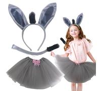 MIVAIUN 3 Pcs Donkey Costume Kids Animal Costume Donkey Costume Accessories Donkey Ears and Tail Tutu Donkey Fancy Dress for Halloween Animal Themed Party Easter World Book Day (3 PCS)