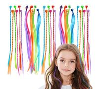 MIVAIUN 30 Pcs Kids Hair Extensions with Hair Clips, Braids Extensions Hair, Braided Hair Styling Accessories, Girls' Fashion Bobby Pin Rainbow Wig, for Party Favors and Children Performance (30 Pcs)
