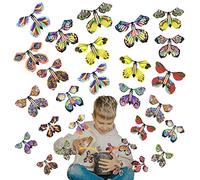 MIVAIUN 30 PCS Magic Flying Butterfly Rubber Band Powered Fairy Toys Clockwork Butterfly Magic Props for Surprise Gift Birthday Gift Magic Show Decoration