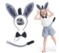 MIVAIUN 4 Pcs Donkey Costume Kids Aldult Animal Costume Donkey Costume Accessories Donkey Ears and Tail Bow Tie Nose Donkey Fancy Dress for Halloween Animal Themed Party Easter World Book Day(4 PCS)