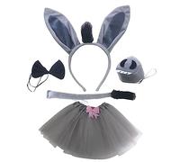 MIVAIUN 5Pcs Donkey Costume Set for Kids Animal Costume Donkey Costume Accessories Donkey Ears Tail Tie Nose Tutu Fancy Dress Up for Halloween Theme Party Birthday (5 PCS)