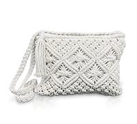 MIVAIUN White Women Handmade Cross Body Straw Messenger Handbag with Zipper & Phone Wallet pouch, Beach Holiday Multi-Purpose zn Sato in a Smart Size