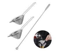 Mivanta 2Pcs Fine Mesh Conical Strainer with 1Pc Stainless Steel Cocktail Muddler, Bar Cocktail Strainer Filtering Tool
