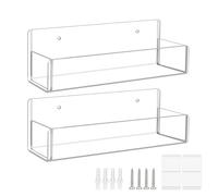 mivceklw Acrylic Spices Rack, Wall Mount Shelves, Clear 2 Piece Organizer, Space Saving Storage, Easy View Design for Kitchen, Cabinet Door and Pantry Area, Transparent 9x2.9x2.8in