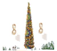 mivceklw Artificial Christmas Trees - Glitter Faux Christmas Tree with LED Colorful Lights,5Ft Realistic Plants Decoration for Porch Indoor Outdoor Tabletop Desktop Halloween Decorating