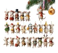 mivceklw Count Down Calendar,2D Flat Acrylic Animal Themed | 24 Days Mice Doll Ornaments - for Friends Family Enthusiasts Holiday Season Home Party Decor on Mirrors Walls Trees