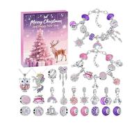 mivceklw Countdown Advent Calendar | Christmas Countdown Decorations, 24 Days Small Christmas Gifts Party Favors Set of Bracelet Accessories Jewellery Making Kit