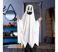 mivceklw Halloween Cloak, Ghost Cosplay, Smile Cape with Hood Soft and Festive Unisex Costume for Trick or Treating, School Plays, Dress Up, Parties, Carnival Events, and Holiday Photos