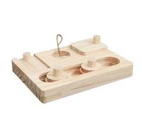 mivceklw Hamster Foraging Toys, Wooden Treat Dispenser: Educational Hide-and-Seek Puzzle Snuffle Game & Small Animal Chew Toy for Cage, Playpen and House, 7.09x5.12x0.91 inches