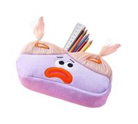 mivceklw Pencil Case, Large Capacity Pencil Case, Cute Cartoon Pencil Case, Creative Pencil Case, Long Hair Doll Pencil Case, Aesthetic Pencil Case for Students, School, Kids (Purple, Green), Purple.,
