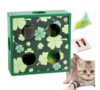 mivceklw Rotating Feather Cat Toy, Intelligent Sensing Cat Toy, Automatic Cat Puzzle Toys, Interactive Battery Powered Cats Toy 11.22x11.22x2.76 for Cats (Green, Blue, Light Yellow)