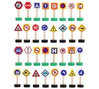 mivceklw Traffic Road Signs, Street Traffic Signs Play Toy, Crosswalk Blocks for Early Learnings Safety Education Game Child-Centered Learning Inspired for Preschool Classroom Home or Travel Use