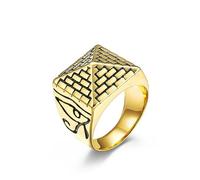 MIVEIVIA 3D Pyramid Providence Eye Rings for men Amulet Retro Ancient Egypt Style Ring Stainless Steel Rings Iced Out Ring Jewelry Punk Ring Halloween Vintage Style, 7 UK, Metal, No Gemstone