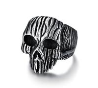 MIVEIVIA 3D Vintage Skull Head Ring for men Stainless Steel Stain Less Steel ring Hip Hop ring Rings Iced Out Jewelry Punk Ring Club ring Heavy Metal ring, 9 UK, Metal, No Gemstone