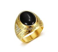 MIVEIVIA ICED OUT Black Oval Stone Ring for Men Stainless steel ring CZ diamond Ring for Men Iced Out Jewelry for Men rings for Christian Heavy Metal ring Party, 7 UK, Metal, No Gemstone