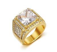MIVEIVIA ICED OUT CZ Diamond Wedding Ring for Men Stainless Steel Ring Hip Hop Ring Radiant Ring Ice Jewelry Punk Ring Club Ring Heavy Metal Ring Party, 12, Metal, No Gemstone