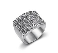 MIVEIVIA ICED OUT Ring for men Wedding Rings for Men Cross Square ring Religion's ring Radiant Rings for Women Bling Iced Out Jewelry Bling Rings for men rings for Christian Heavy Metal ring Party