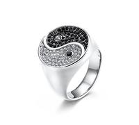 MIVEIVIA ICED OUT Ring for men Wedding Rings for Men Yin-Yang Eight Trigrams ring Radiant Rings for Women Bling Iced Out Jewelry Christian Ring Club ring Heavy Metal ring, Metal, No Gemstone