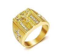 MIVEIVIA ICED OUT Square Cross Ring Wedding Rings for Men Cross Round ring Religion's ring Radiant Rings for Women Bling Iced Out Jewelry Bling Rings for girls rings for Christian Heavy Metal ring