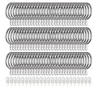 MIVIDE 100PCS Curtain Rings and Hooks, 32mm Internal Diameter Metal Curtain Pole Rings, Curtains Hanging Rings with Plastic Hooks Silver