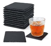 MIVIDE 12PCS 10x10CM Slate Coaster, Blank Slate Coasters Bulk, Square Slates Drink Coasters, Natural Blank Coasters for Craft, Engraving