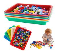 MIVIDE 20 Pieces Plastic Art Trays 28 x 21 x 3 cm Tray Serving Tray Rectangular Plastic Tray Serving Trays for Crafts School Home (5 Colours)