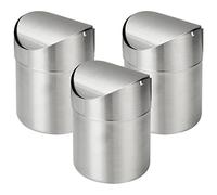 MIVIDE 3 Pack 1.5L Mini Desktop Bin with Swing Lid, Tea Bag Bin Holder, Stainless Steel Desk Trash Bins for Office Bathroom Kitchen, Small Containers for Coffee Pods Tea Bags 12 * 12 * 16.5CM