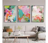 MIVINC Green and Pink Abstract Irregular Patterns Posters and Prints Canvas Painting Wall Art Pictures Kitchen Office Home Bar Room Decoration-50 * 70cm-3PCS (No Frame)