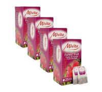 Mivita Forest Fruit Infusion, pack of 4, total of 100 tea bags (25 each unit) - Made with beautiful hibiscus flowers and tasty forest fruits, naturally calorie-free (0 kcal)