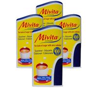 Mivita Sucralose Sweetener Tablets, pack of 4 (1200 tablets total, 300 per dispenser) - Zero-calorie sugar alternative, lactose-free, gluten-free, pocket-sized dispenser - Great taste for tea & coffee