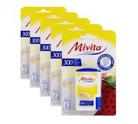 Mivita Sucralose Sweetener Tablets, pack of 5 (1500 tablets total, 300 per dispenser) - Zero-calorie sugar alternative, lactose-free, gluten-free, pocket-sized dispenser for on-the-go