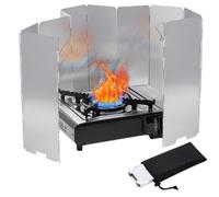 MIVITOOM 10-Piece Foldable Aluminium Wind Protection for Gas Stoves and Camping Stoves Windscreen for Outdoor Ovens Grill Camping Stove with Carry Bag