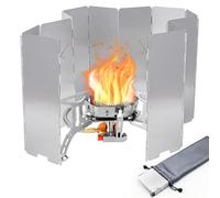MIVITOOM 12-Panel Foldable Gas Stove Windshield made of Aluminium, Camping Stove with Carry Bag, Wind Protection for Barbecue, Folding Windscreens for Picnic BBQ Outdoor Kitchen