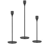 Mivitoom Set of 3 Black Candle Holders,Taper Candle Metal Candle Stand Holder - Elegant Candlestick Holders for Home Party Living Room, Dinners Decoration