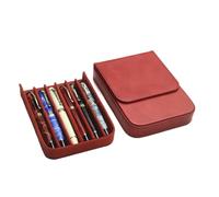 MIVLXLX Leather 6 Fountain Pen/Pencil Tray Case, Handmade, Magnetic Closure with Drawer Design, Gift Choice for Man/Woman/Office, 6 Slots（red）