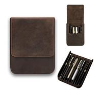 MIVLXLX Six-seat Leather Pen Case - Folding Clamshell Office Organizer
