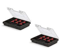 Mivos 2 x Assortment Boxes 8 Inches for Accessories and Small Parts - 2 x Small Assortment Boxes 195 x 155 x 35 mm - Screw Box with 11 Compartments for Storage - Sorting Box Made in EU