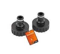 Mivos 2 x Tap Connector for Taps with 1 Inch BSP (33.3 mm) Male Thread - Tap Connector with Quick Coupling for Garden Hose - Made from 90% Recycled Plastic