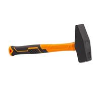 MIVOS Engineer's Hammer 1500 g with 2K Fibreglass Handle - Hammer with Forged Steel Head and Handle Made of Robust Fibreglass - Engineer's Hammer 1500 g - DIN 1041 - Engineer's Tool, Black / Orange