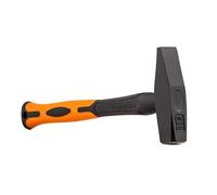MIVOS Engineer's Hammer 500g Steel Head With 2K Fibreglass Handle - Vibration Dampening Rubber Grip - DIN 1041, Black (Schlosserhammer)