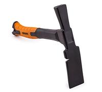 MIVOS Mason's Hammer 600g Head Weight 2K Berlin Shape Steel & Fibreglass With Vibration Dampening Rubber Handle for Concrete, Brick / DIN 5108, Black / Orange
